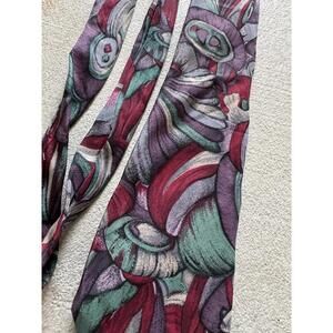 Vintage Picasso Beatlejuice Eye Illustration Style 80s Silk Tie